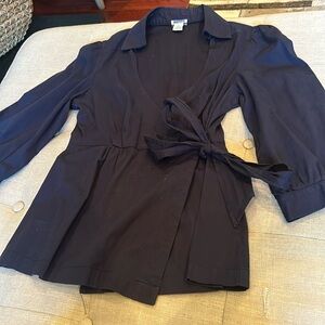 Odille Navy Blue Wrap Up Blouse Size 2